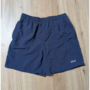 Patagonia Size M (10) Boys Baggies Shorts Lined Blue Pockets Logo 5" Inseam